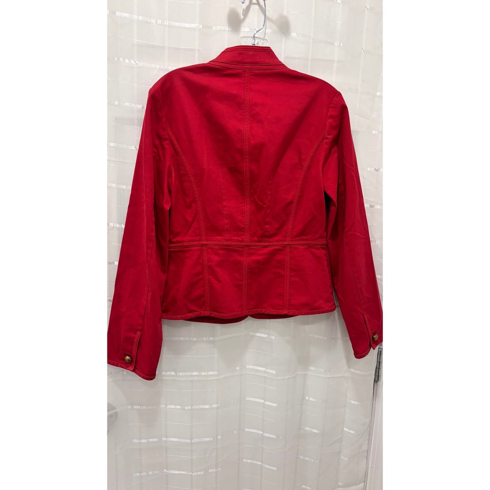 Talbots Womens Red Military Utility Jacket Stretch Cotton Button Front Size 4 - Picture 2 of 11